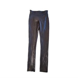 SPANX Women’s Black Faux Leather Hip-Zip Stretch‎ Slimming Leggings XS